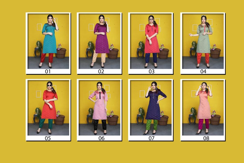 Queen 01 Fancy Daily Casual Wear Silk Kurti With Bottom Collection